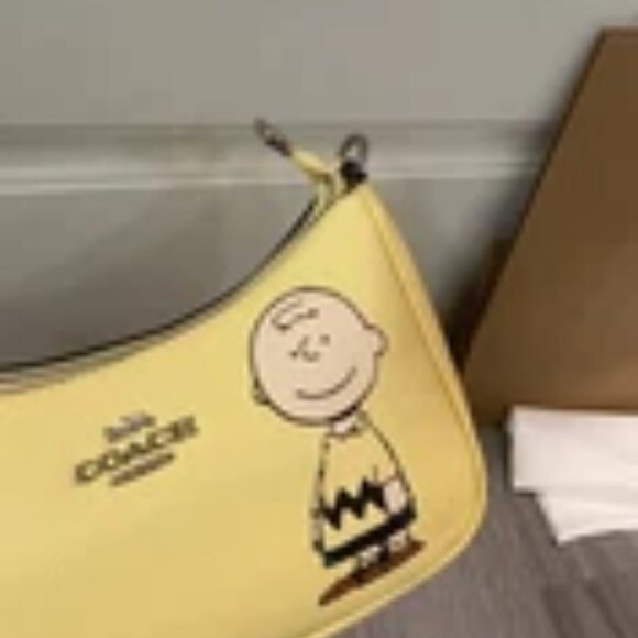 Coach X Peanuts Teri Shoulder Bag With Charlie Brown CBJ83 Authentic - Picture 3 of 8